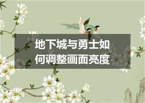 地下城与勇士如何调整画面亮度