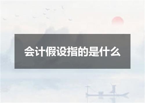 会计假设指的是什么