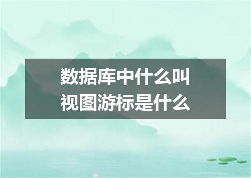 数据库中什么叫视图游标是什么