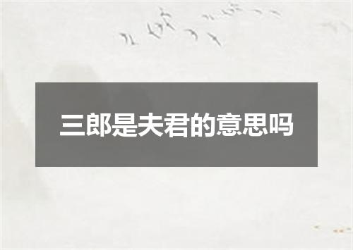 三郎是夫君的意思吗