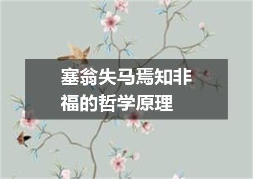 塞翁失马焉知非福的哲学原理