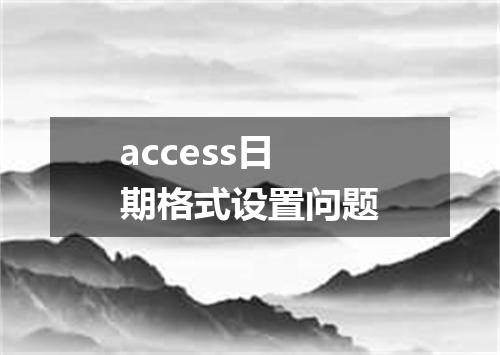 access日期格式设置问题