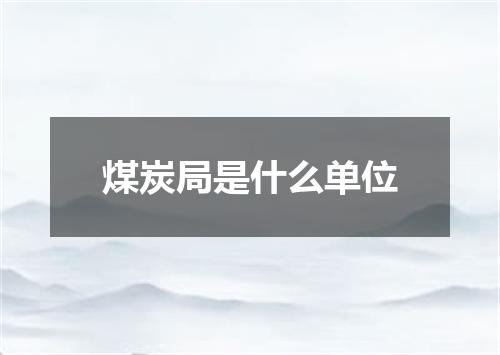 煤炭局是什么单位