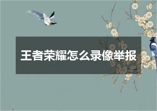 王者荣耀怎么录像举报