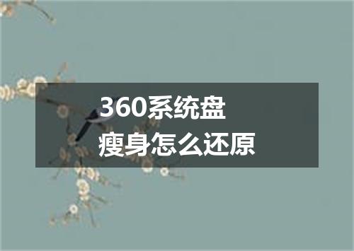 360系统盘瘦身怎么还原