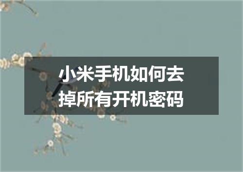 小米手机如何去掉所有开机密码