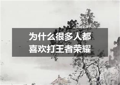 为什么很多人都喜欢打王者荣耀