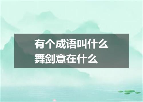 有个成语叫什么舞剑意在什么