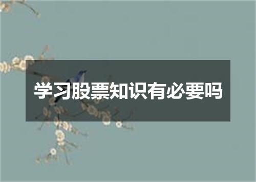 学习股票知识有必要吗