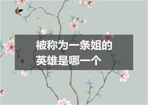 被称为一条姐的英雄是哪一个