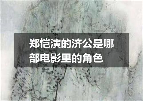 郑恺演的济公是哪部电影里的角色