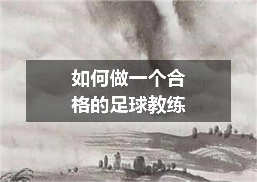 如何做一个合格的足球教练