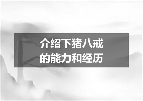 介绍下猪八戒的能力和经历