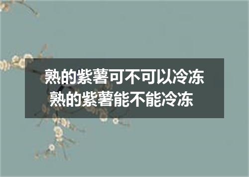 熟的紫薯可不可以冷冻 熟的紫薯能不能冷冻