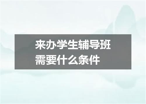 来办学生辅导班需要什么条件