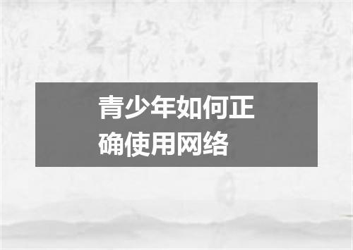 青少年如何正确使用网络