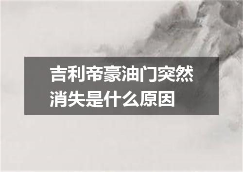 吉利帝豪油门突然消失是什么原因