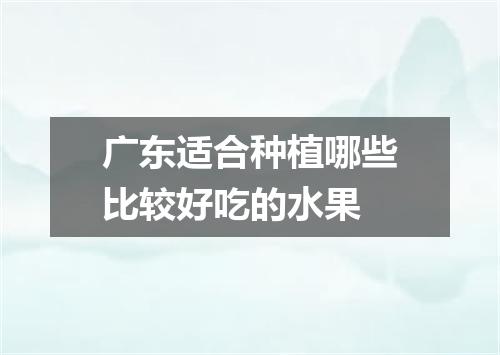 广东适合种植哪些比较好吃的水果