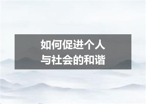 如何促进个人与社会的和谐
