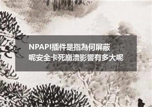 NPAPI插件是指為何屏蔽呢安全卡死崩溃影響有多大呢