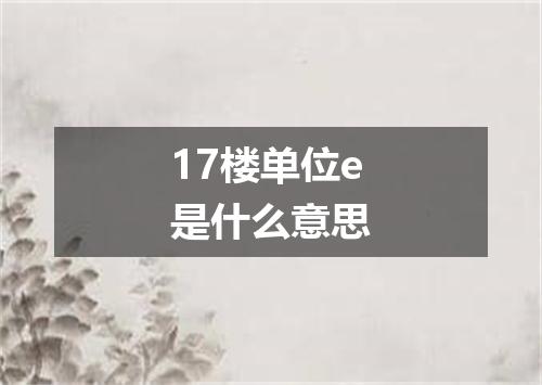 17楼单位e是什么意思