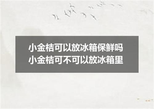 小金桔可以放冰箱保鲜吗 小金桔可不可以放冰箱里