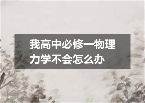 我高中必修一物理力学不会怎么办