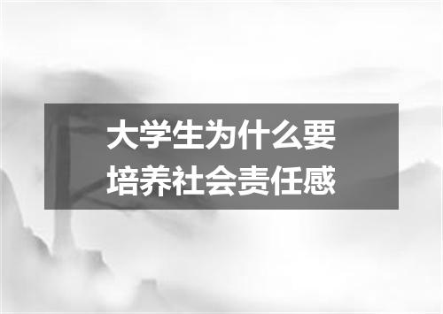 大学生为什么要培养社会责任感