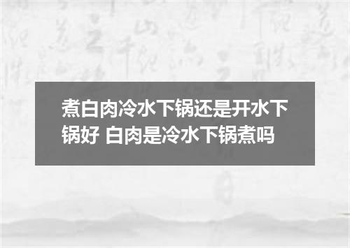 煮白肉冷水下锅还是开水下锅好 白肉是冷水下锅煮吗