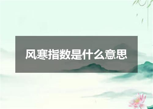 风寒指数是什么意思