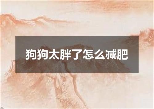 狗狗太胖了怎么减肥