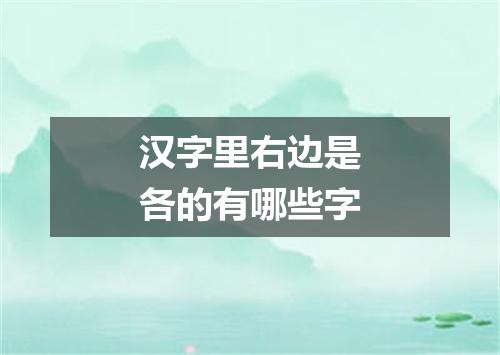 汉字里右边是各的有哪些字