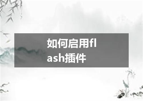 如何启用flash插件