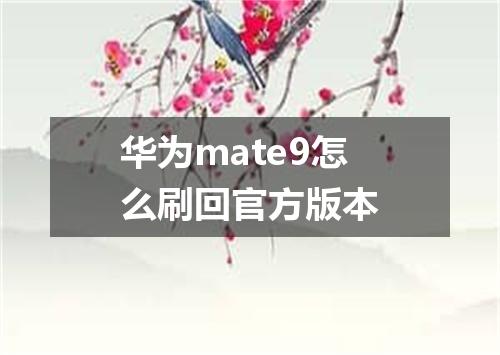 华为mate9怎么刷回官方版本