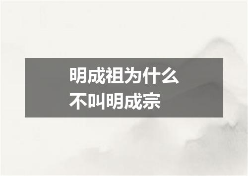 明成祖为什么不叫明成宗