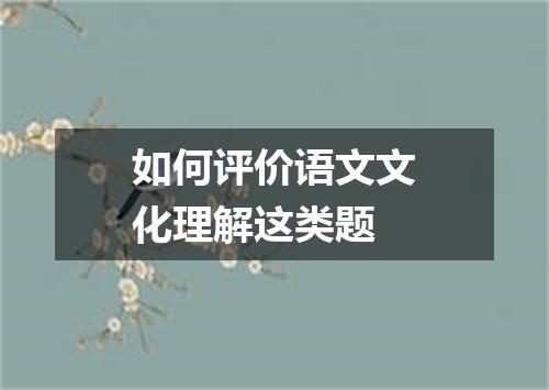 如何评价语文文化理解这类题