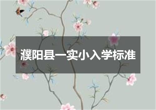 濮阳县一实小入学标准