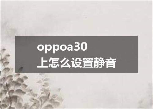 oppoa30上怎么设置静音