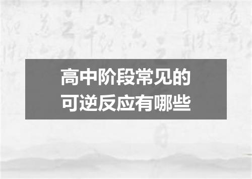 高中阶段常见的可逆反应有哪些