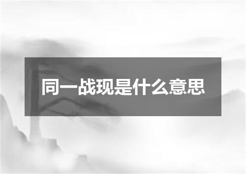 同一战现是什么意思