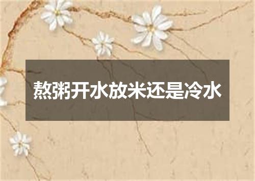 熬粥开水放米还是冷水