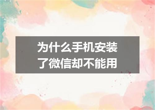 为什么手机安装了微信却不能用