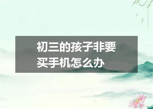 初三的孩子非要买手机怎么办