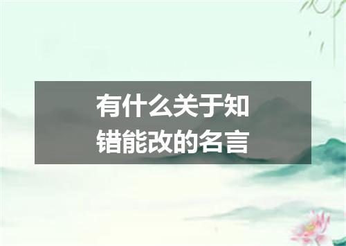 有什么关于知错能改的名言