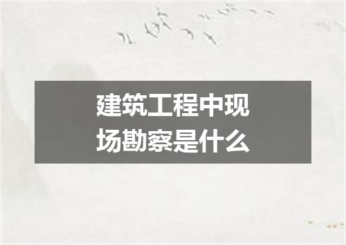 建筑工程中现场勘察是什么