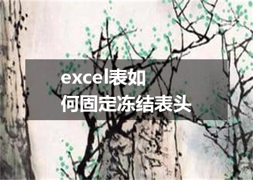excel表如何固定冻结表头
