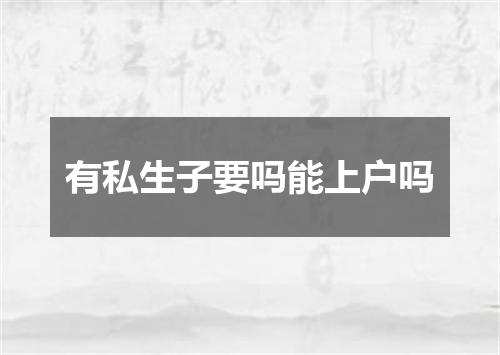 有私生子要吗能上户吗