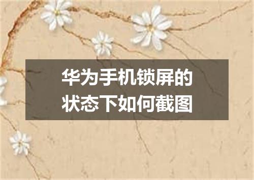 华为手机锁屏的状态下如何截图