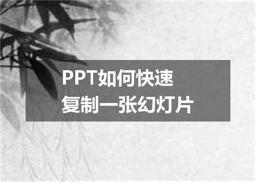PPT如何快速复制一张幻灯片