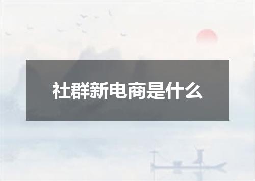 社群新电商是什么